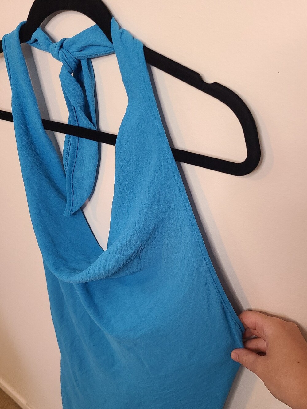 See You Monday Teal Blue Halter tie Dress Size L Vacation Summer - Picture 6 of 8
